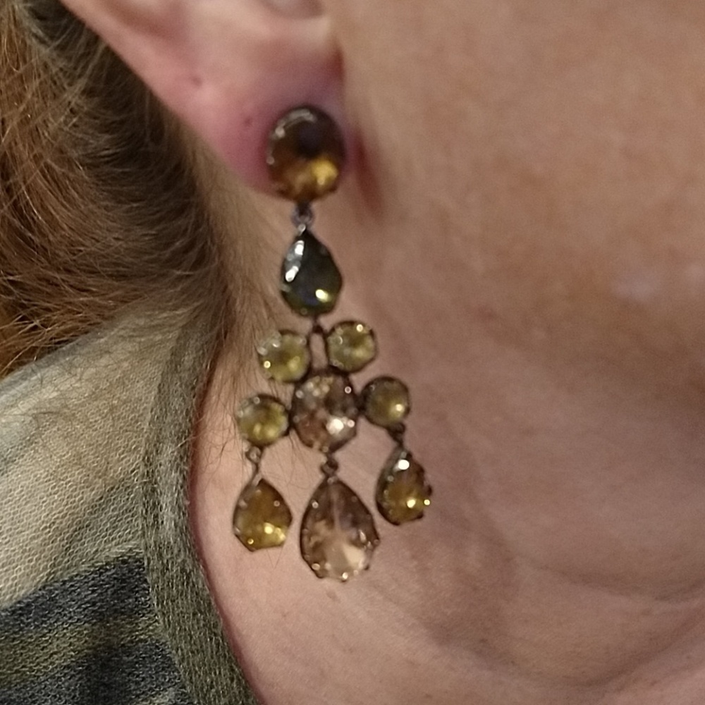 Stella and Dot Copper and gold chandelier earrings